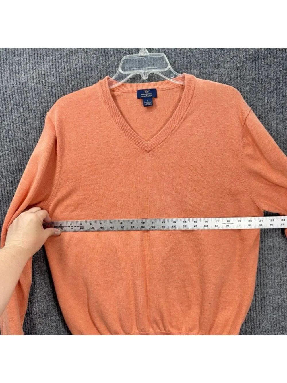 Brooks Brothers 346 Sweater Mens Large Orange Peach 100% Supima Cotton V-Neck